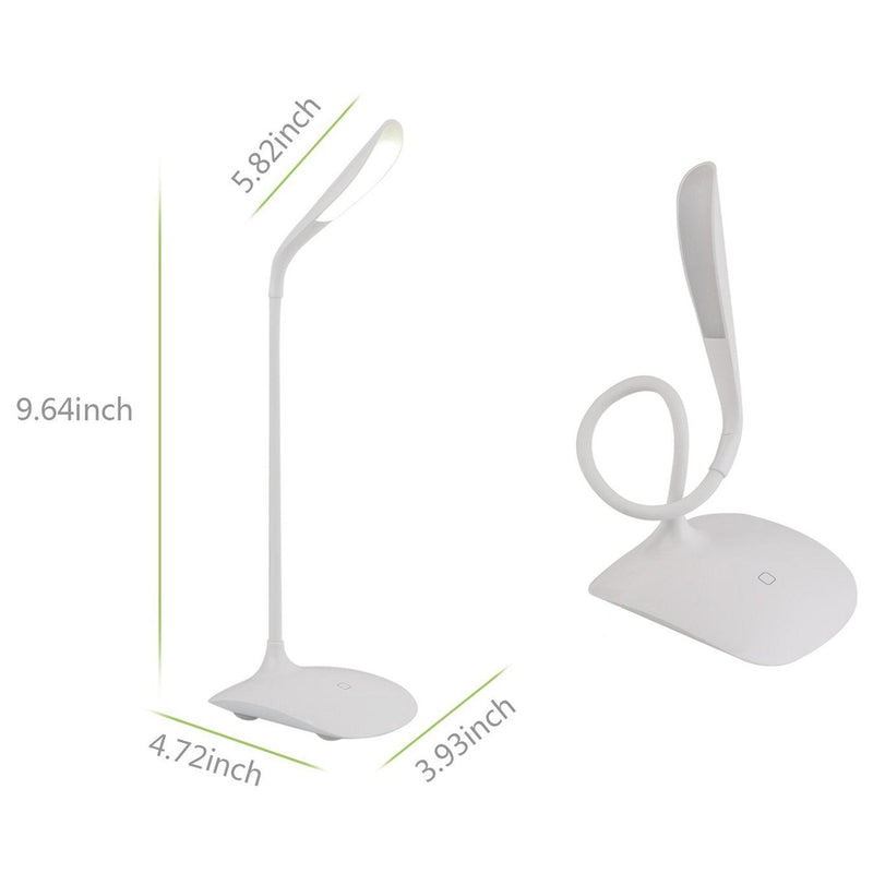 [Australia - AusPower] - Greaty Portable Touch Control LED Desk Lamp Eye Care Rechargeable Dimmable Reading Light with Gooseneck and USB Charging Port, 3 Levels of Adjustable Brightness (White) (Pink) White,pink 