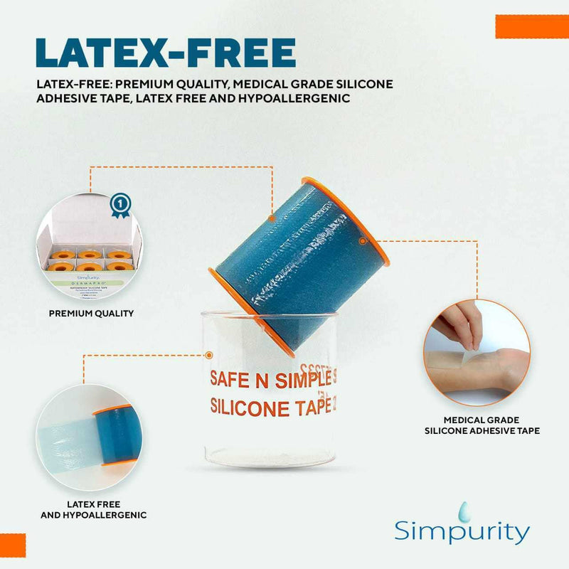 [Australia - AusPower] - Safe n' Simple Simpurity DermaPro Waterproof Silicone Tape for Securing Wound Dressing, Waterproof First Aid Tape, Soft & Comfortable, Easily Removable Tape, 2" x 15'', Box of 6, (SNS57232) 2" x 15'' 