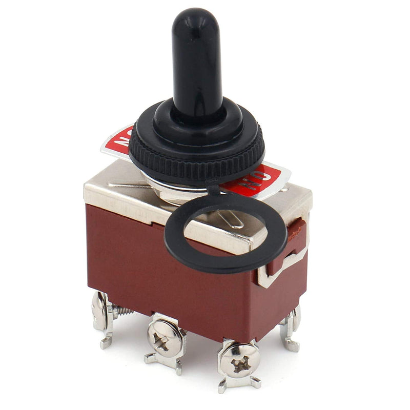 [Australia - AusPower] - Baomain Momentary Toggle Switch DPDT (ON)-Off-(ON) 3 Position 6 Screw Terminal 125VAC 20A with Rainproof Cap 