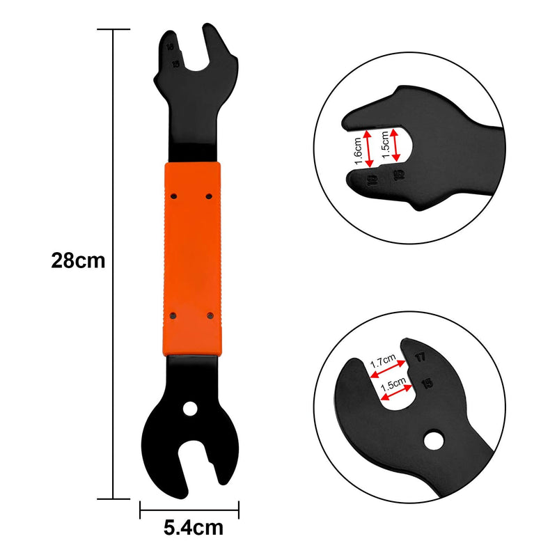 [Australia - AusPower] - QKURT Bike Pedal Wrench, Double Sided Bicycle Spanner 15, 16, 17 mm Repair Removal Tool for Biking Cycling Mountain Bike MTB BMX 