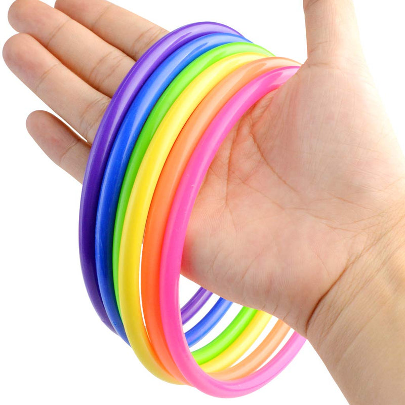 [Australia - AusPower] - Topbuti 24 Pcs Multicolor Plastic Toss Rings Kids Ring Toss Game Carnival Rings for Speed and Agility Practice Games, Garden Backyard Outdoor Games, Bridal Shower Game, Game Booth 