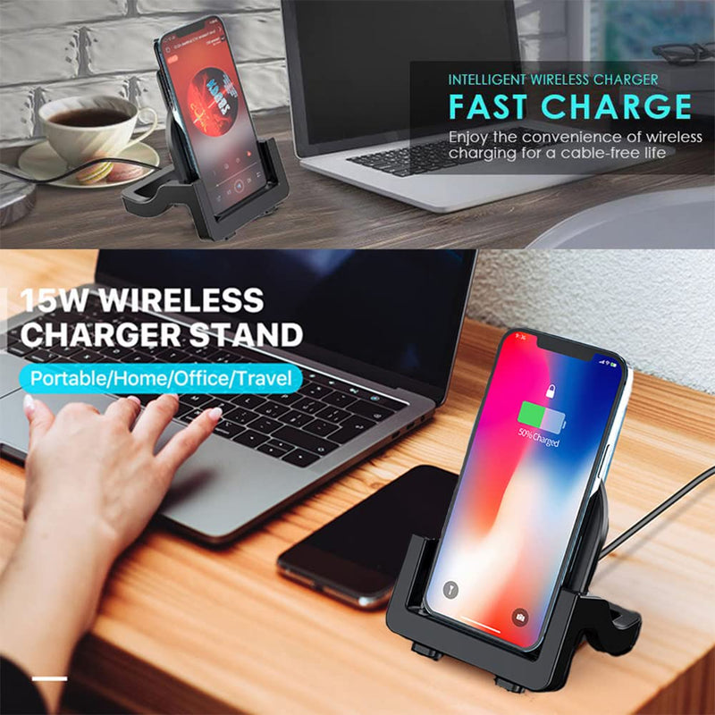 [Australia - AusPower] - 15W Fast Wireless Charging Stand, Wireless Phone Charger Compatible with iPhone 13/13 Pro/13 Pro Max/13 mini/12/12 Pro Max/12 Mini/11/X/XS Max/8 Samsung Galaxy Note S20 S10 (No AC Adapter) 