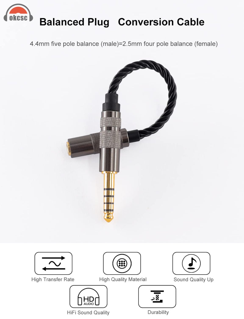 [Australia - AusPower] - Headphone Splitter 4.4mm Female to Male Audio Splitter Extension Cable Microphone Stereo Headset Adapter Headphone Jack for Conversion Lossless Sound Quality for Laptop Speaker PC Adapter A4.4 to 2.5 