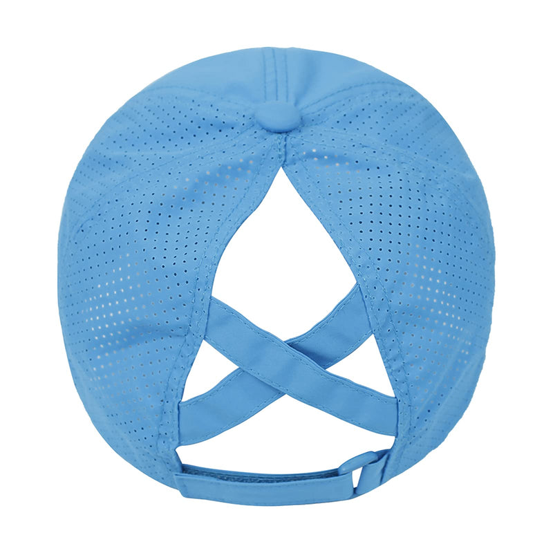 [Australia - AusPower] - Muryobao 2 Packs Womens Criss Cross Ponytail Baseball Cap High Messy Bun Ponycap Quick Drying Mesh Outdoor Sports Travel Hat Black & Blue 
