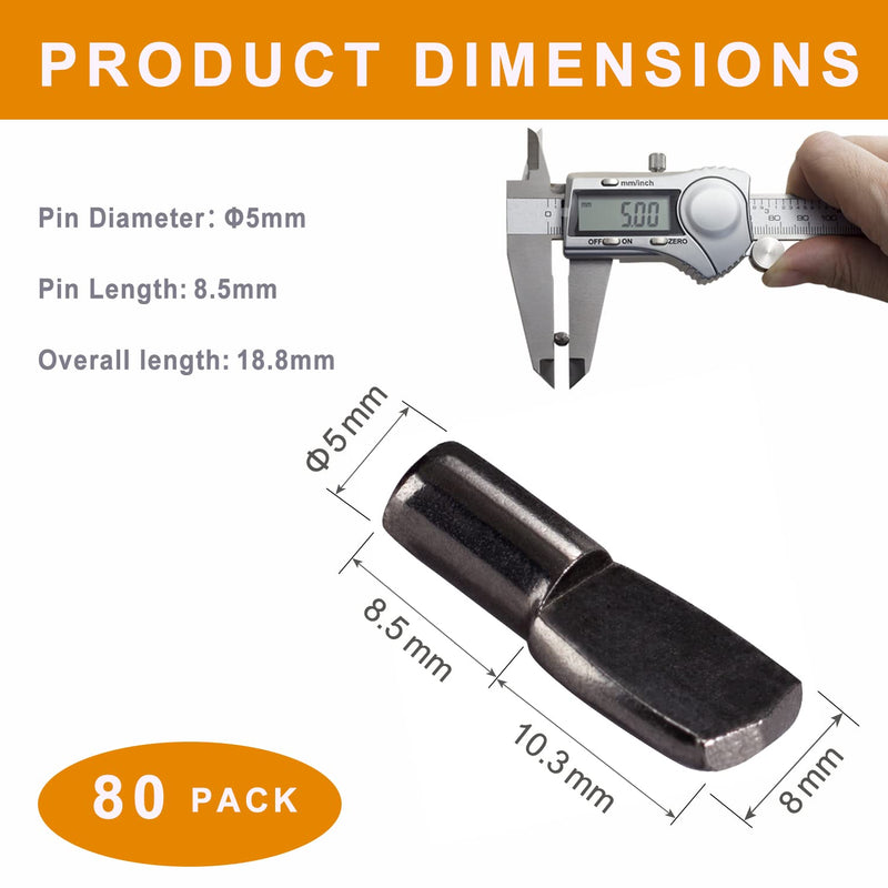 [Australia - AusPower] - WINKING MOON 80 Pack 5mm Shelf Pins Spoon Shape Cabinet Shelf Pegs for Shelves, Black Tone Gun Metal 