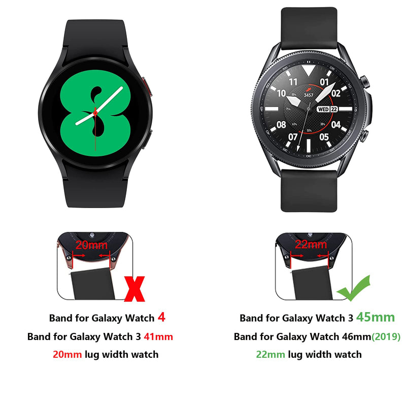 [Australia - AusPower] - [3 Pack] SNBLK Compatible with Galaxy Watch 3 45mm Band/Samsung Galaxy Watch Bands 46mm/Gear S3 Frontier/Classic Watch Band, 22mm Silicone Sport Watch Band Replacement, Green/Blue Gray/Purple, Small 