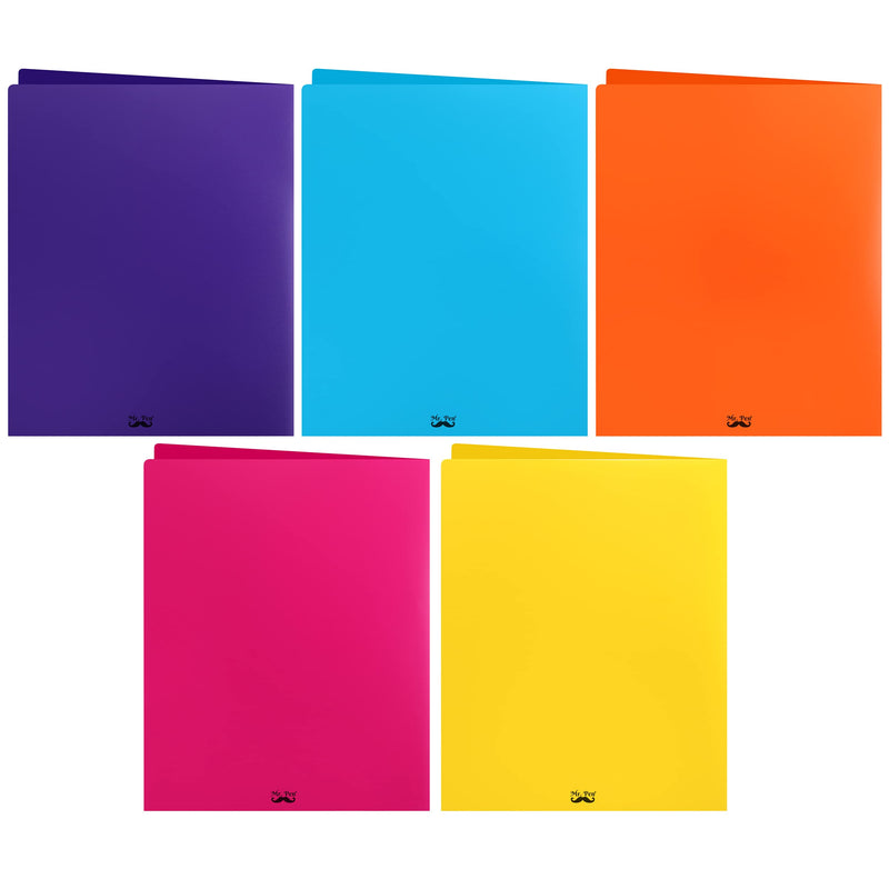 [Australia - AusPower] - Mr. Pen- Plastic Folders with Pockets, 5 pcs, Assorted Colors, Folders with Pockets, Heavy Duty Plastic Two Pocket Folders, Pocket Folders, Folders, 2 Pocket Plastic Folders, File Folders with Pockets 