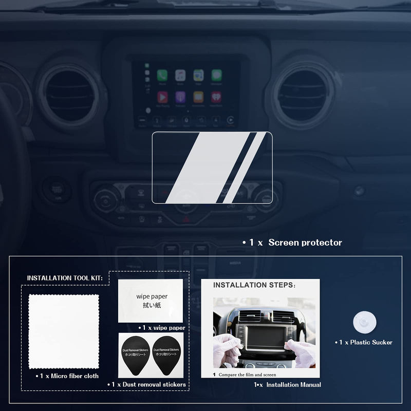 [Australia - AusPower] - BIXUAN Wrangler Accessories JL Wrangler 2021 Screen Protector Foils for 2018 2019 2020 2021 Wrangler JL/2020 Gladiator JT 7In Navigation Display Touch Screen 9H Hardness Glass Screen Protective Film 7 Inches 