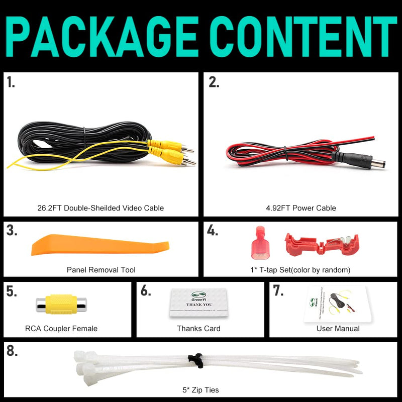 [Australia - AusPower] - Double-Shielded RCA Video Cable for Vehicle Monitor and Reverse Backup Rear View Camera Connection, GreenYi Digital Audio Coaxial Extension Cord Wire for Subwoofer Amplifier(26.2FT / 8M) 26.2FT / 8M 