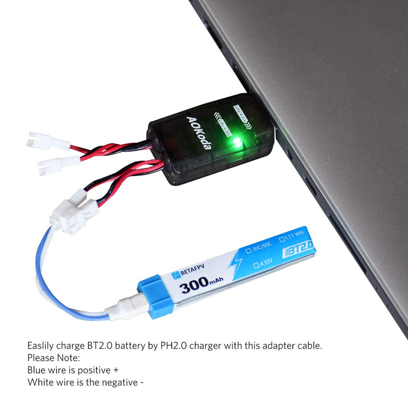 [Australia - AusPower] - BETAFPV 6pcs BT2.0-PH2.0 Adapter Cable 22AWG for BT2.0 300mAh 1S Battery with 1.0mm Banana Connector Meteor65 1S Brushless Whoop Drone 