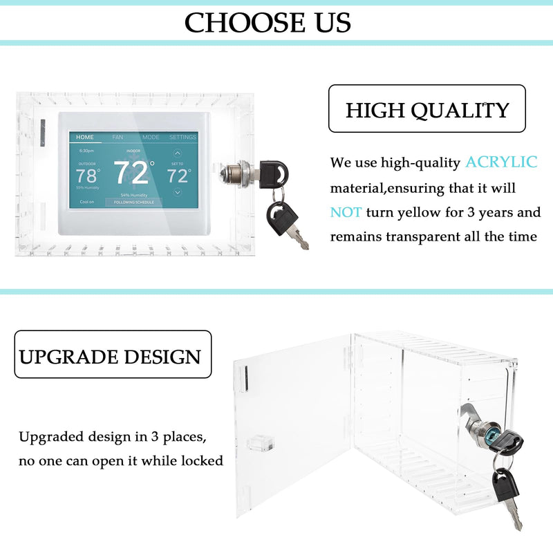 [Australia - AusPower] - Thermostat Lock Box Universal Thermostat Cover Thermostat Lock Box with Key Large Thermostat Guard Thermostat Cover with Lock Fits Thermostats 6.3''*4.72''*2.2'' Or Smaller 