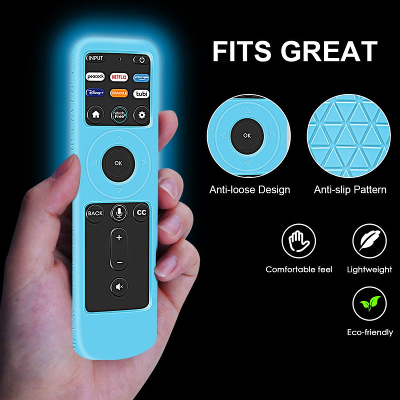 [Australia - AusPower] - Silicone Protective Case for VIZIO XRT260 Smart TV Remote 2021 Model,Remote Case Holder for XRT260 V-Series 4K UHD HDR Voice Replacement Remote Battery Back Covers Protector Sleeve Skin-Glowblue Glowblue 