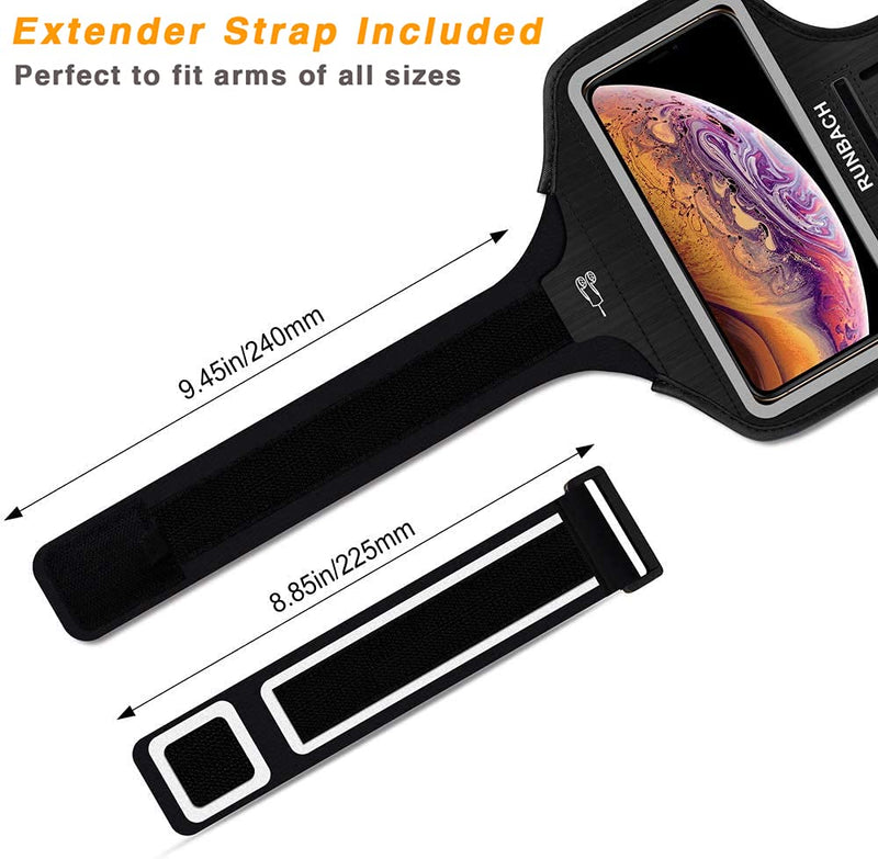 [Australia - AusPower] - iPhone 13 Pro Max/12 Pro Max/11 Pro Max/iPhone Xs Max Armband,RUNBACH Sweatproof Running Exercise Bag with Card Slot for iPhone 13 Pro Max,12 Pro Max,11 Pro Max,XS Max (Black) Black 