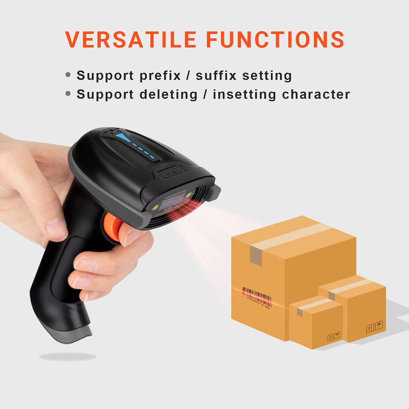 [Australia - AusPower] - Tera Barcode Scanner Wireless Versatile 2-in-1 (2.4Ghz Wireless+USB 2.0 Wired) with Battery Level Indicator, 328 Feet Transmission Distance Rechargeable 1D Laser Bar Code Reader USB Handheld (Grey) Grey 