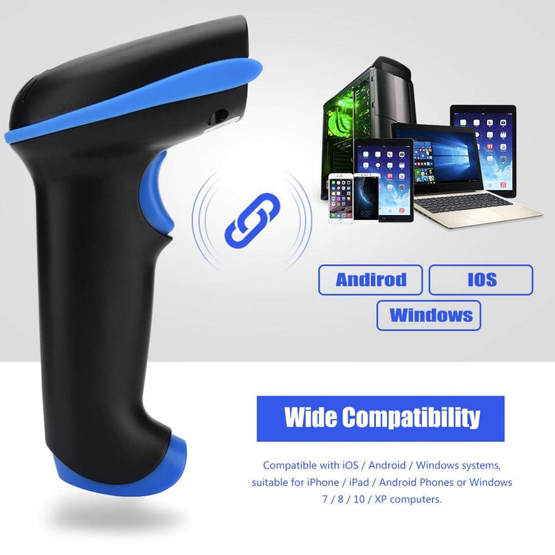 [Australia - AusPower] - Bewinner Bar Code Scanner, YHD-5100 Barcode Reader with 2.4G Wireless USB Cable, Compatible with/Android/Windows Systems - Dual Connection Modes Design,32-bit ARM Microprocessor(Blue) Blue 