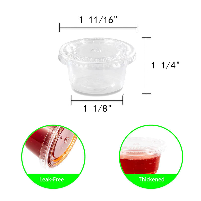 [Australia - AusPower] - 200 Sets - 1 oz Jello Shot Cups ,Condiment Containers with Leak-Proof Lids, Disposable and Recyclable, Condiment Cups with Lids for Sauces, Souffle, Food Samples, Pills and More. 