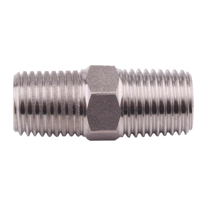 [Australia - AusPower] - Hex Nipple 1/4" Male NPT - DERNORD Stainless Steel 304 Threaded Pipe Fitting 1/4" for Brew Kit, Home Piping Application, Pack of 2 