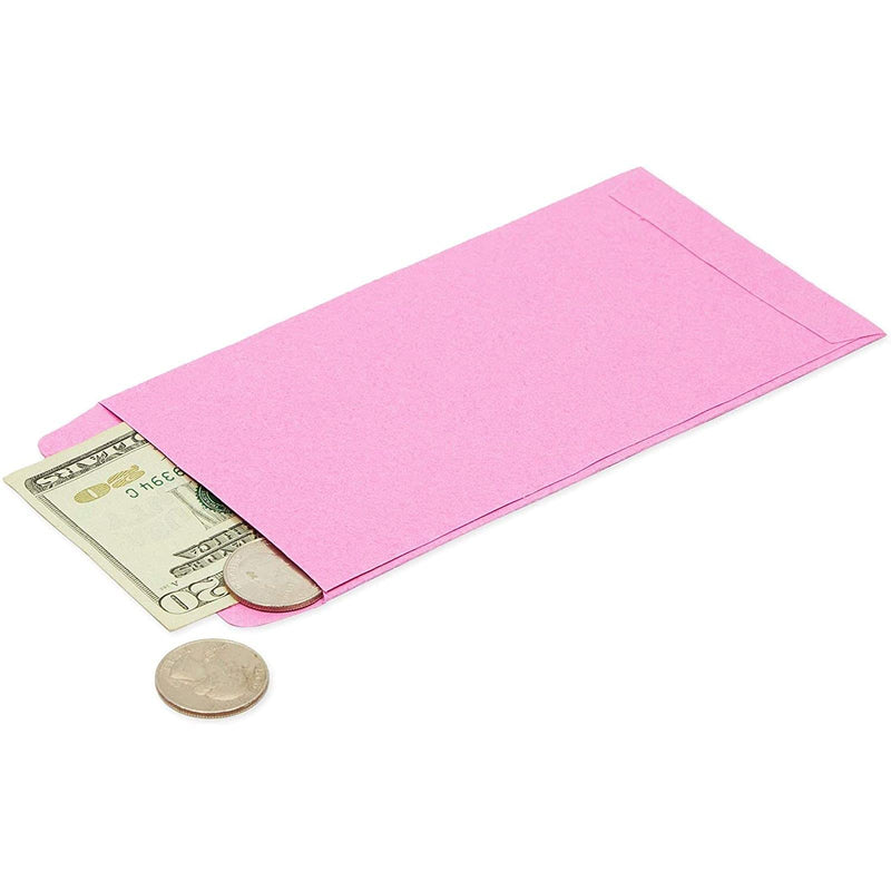 [Australia - AusPower] - Money Saving Envelopes for Cash, Pink Kraft Paper (3.5 x 6.5 In, 100 Pack) 