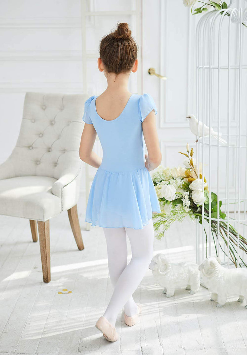 [Australia - AusPower] - MdnMd Petal Flutter Sleeve Skirted Ballet Dance Leotard for Toddler Girls Ballerina Dress Outfit W5 - Blue (Petal) 10-12 Years 