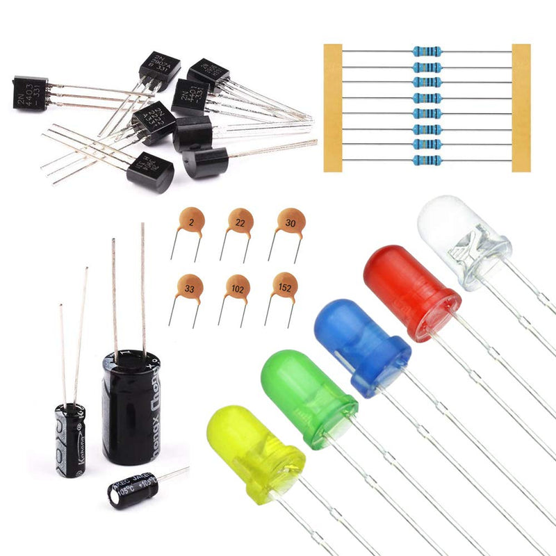 [Australia - AusPower] - MOGAOPI Electronic Component Kit & Total 1390 Pcs, LED Diodes, Metal Film Resistors, Electrolytic Capacitor Package, Common Diodes, Ceramic Capacitors, Common Transistor Assortment Box 