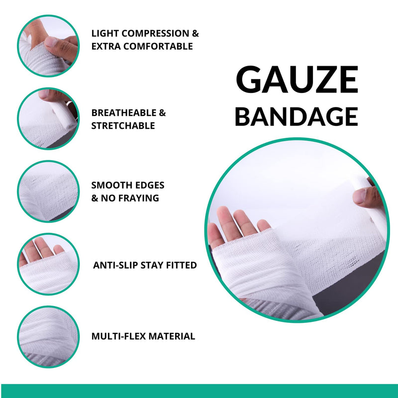 [Australia - AusPower] - D&H Medical Pack of 24 Gauze Bandage Roll 4 Inches x 4 Yards - Medical Gauze Wrap for Wounds Care - Easy to Use Cotton Sterile Gauze Rolls for Hand Wrap Dressing Ankles & Knees 