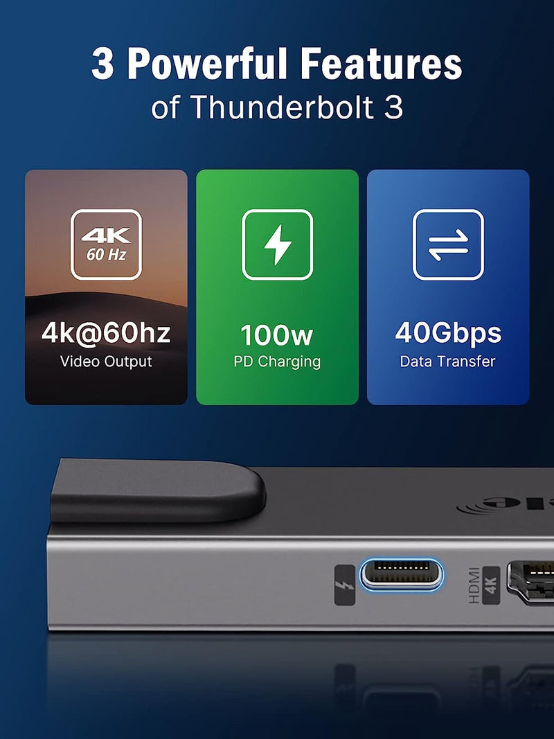 [Australia - AusPower] - Lemorele USB C Hub, 7 in 2 MacBook Pro Air M1 Adapter Dongle Dock Station w/4K@60Hz HDMI, 100W PD Thunderbolt 3, 1000M RJ45 Ethernet, 2 USB 3.0, SD/TF 3.0, for Mac Air/Pro 13 15 16 in 2020/2019/2018 black 