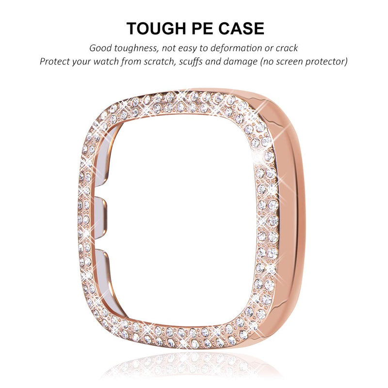 [Australia - AusPower] - Surace Compatible for Fitbit Versa Case, Bling Crystal Diamond Frame Protective Case Compatible for Fitbit Versa Smart Watch (3 Packs, Rose Gold/Pink Gold/Clear (Rose Gold/Pink Gold/Clear) Fibit Versa 