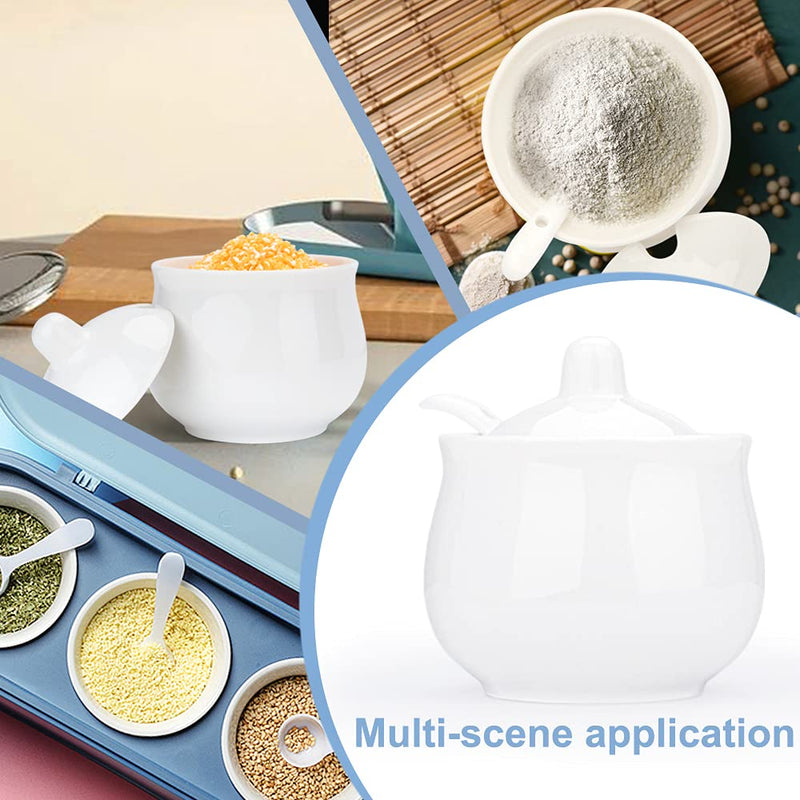 [Australia - AusPower] - Swetwiny Porcelain Sugar Bowl with Lid and Spoon, Ceramic Salt Storage Jar, White Seasoning Container for Home and Kitchen, 7 Ounces (White) 