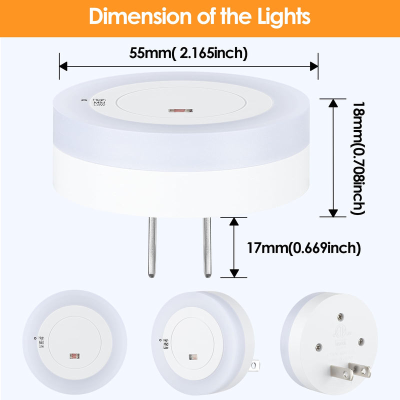 [Australia - AusPower] - FOLKSMATE LED Night Lights Plug in, Dimmable Nightlight Plug Into Wall with Light Sensor, Soft White Adjustable for Adults, Bedroom, Bathroom, 2-Pack 