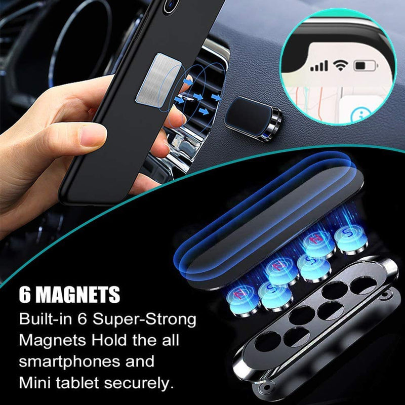 [Australia - AusPower] - SALEX Black Magnetic Mounts [4 Pack]. Flat Cell Phone Holder for Car Dashboard, Wall, Windshield. Stick on Universal Kit Compatible with GPS, Tablets, Smartphones, Knives, Keys, Spoons, Forks. 4 Pack 
