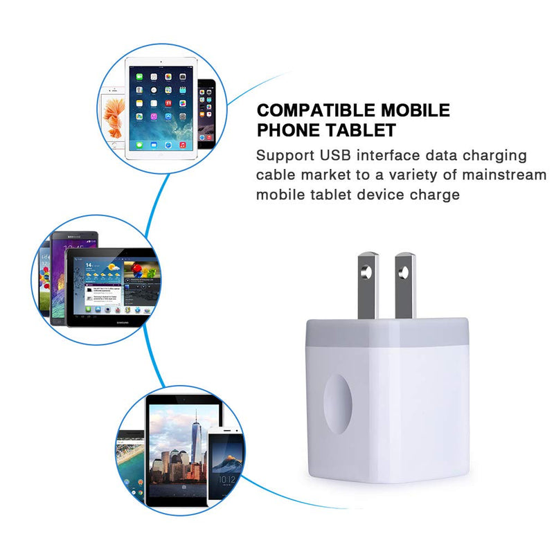 [Australia - AusPower] - USB Charger Wall Plug, FiveBox 5Pack 2.1Amp Fast 2Ports USB Wall Charger Power Adapter Charging Block Base Charger Brick Charger Cube Charger Box for iPhone 13/12/11/Xs/XR/X/8/7/6, Samsung, Android 5pcs 