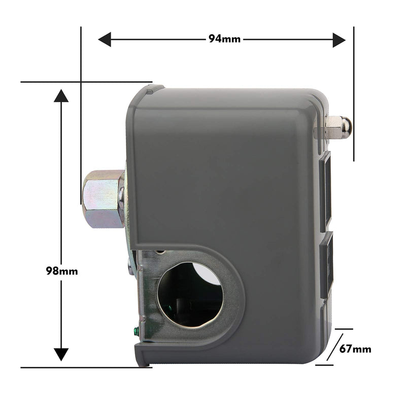 [Australia - AusPower] - Solimeta Air-Pump Pressure Switch 30-50 psi Pressure Setting, Pressure Switch for Water Pump, Well Pressure Switch, Pump Pressure Switch 