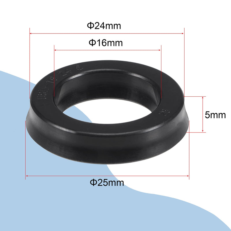 [Australia - AusPower] - MECCANIXITY USH Radial Shaft Seal 16mm ID x 24mm OD x 5mm Width Nitrile Rubber Oil Seal, Black 16x24x5mm 