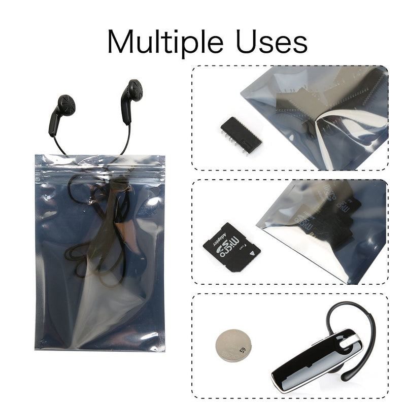 [Australia - AusPower] - HRX Package 100pcs Premium Anti-Static Resealable Bags, 5.9 X 7.9 inches Plastic Static Free Bag for Motherboard SSD HDD Computer Electronic Components 5.9”X7.9” silver-gray 