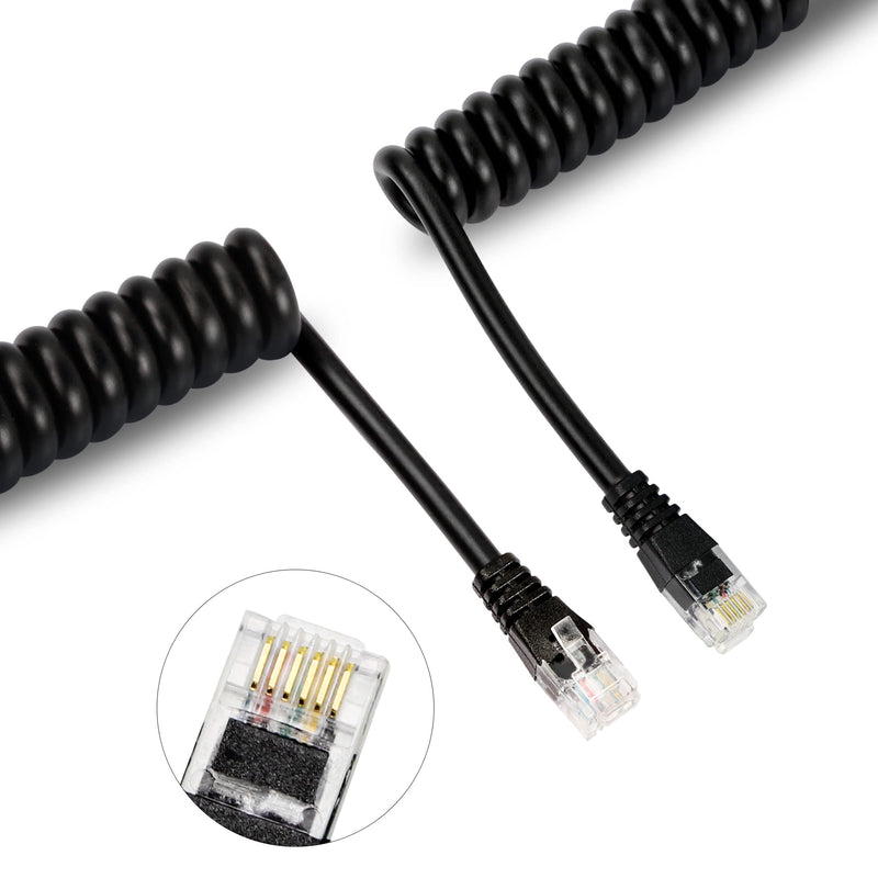 [Australia - AusPower] - RIIEYOCA RJ12 Telephone Cord, 6P6C Male to Male Telephone Straight Wired Cable, Retractable Spring Cable(1.5m/4.92ft, Black) 