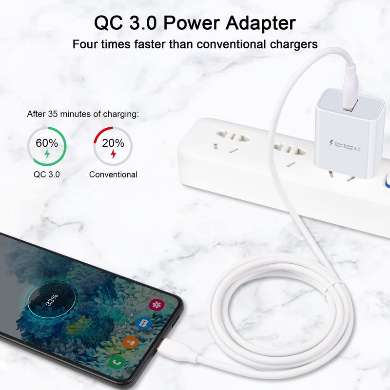 [Australia - AusPower] - Quick Charge 3.0 Wall Charger,18W USB C Fast Charger with Type C Cable for Samsung Galaxy S21 Ultra/S21+/S22/S20 Ultra/Note 20/A12 A50 A51 A20 A11 A01 A10e, LG G6 G7 Thinq Stylo 6 5 4, Google Pixel 6 