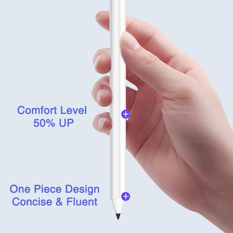 [Australia - AusPower] - BROQLI Active Stylus Drawing Pen Extra 2 Nibs Compatible with Apple Tablet iPad 6th 7th, iPad Pro 3rd, iPad Mini 5th iPad Air 3rd Generation, Smart Pencil for Sketching, Writing, Drawing (White) White 