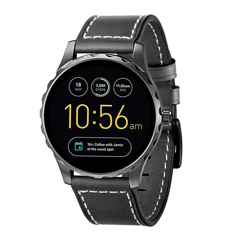 [Australia - AusPower] - Kartice Compatible with Fossil Gen 5 Q Explorist HR Band 22mm Fossil Gen 4 Bands Gen 3 Leather Band for Fossil Q Marshal Gen SmartWatch (Black) 