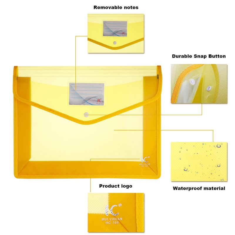 [Australia - AusPower] - HC Eco-Friendly Plastic File Folders File Wallet Poly & Oxford Expandable Envelope Folder with Snap Button Closure, Durable Waterproof Great for Office Home School - Red, Blue,Yellow Red/Blue/Yellow 