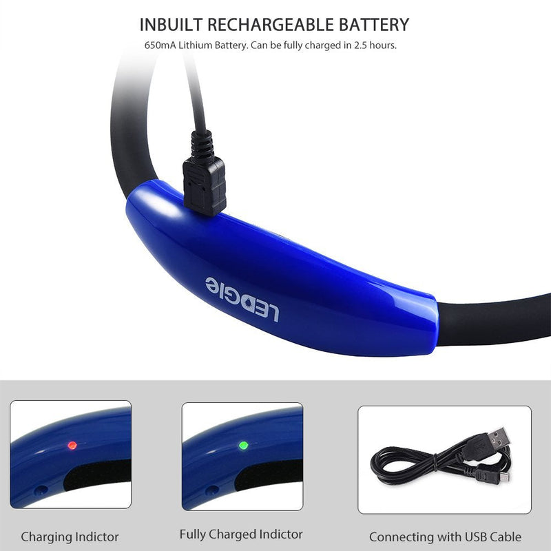 [Australia - AusPower] - Neck Reading Light USB Rechargeable - LEDGLE Book Light for Reading in Bed with 4 LED 3 Brightness Levels 2 Flexible Soft Silicone Arms - Hands Free Lamp for Reading Knitting Craft Camping Repairing Blue 