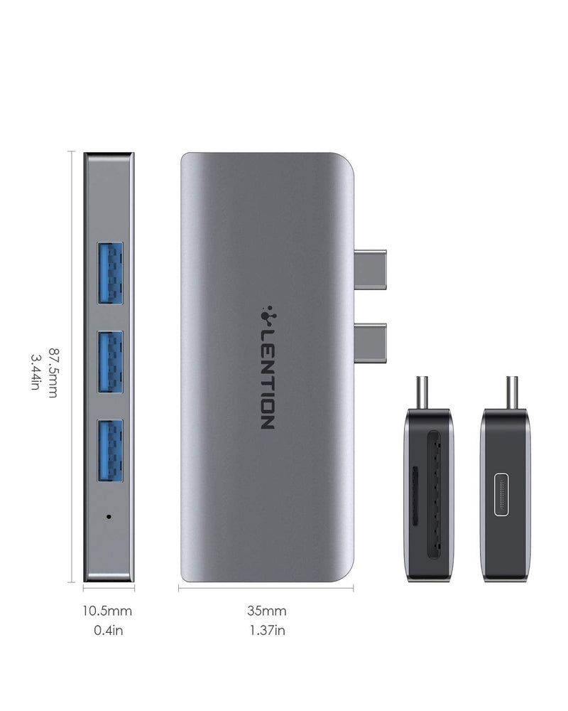 [Australia - AusPower] - LENTION 6 in 1 USB C Hub with 1 USB C (100W PD+ 40Gbps Data), 3 USB 3.0 & SD/Micro SD Card Reader Compatible 2016-2022 MacBook Pro 13/15/16, New Mac Air, Stable Driver Adapter (CB-CS62, Space Gray) 