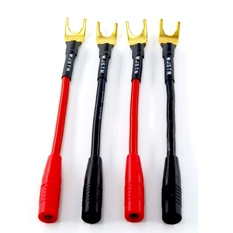 [Australia - AusPower] - WJSTN Spade Plug to Female Banana Jack Adapter Cable, 4mm Banana Jack Female to Fork Spades Cable 4 Pack (3inch) 3inch 