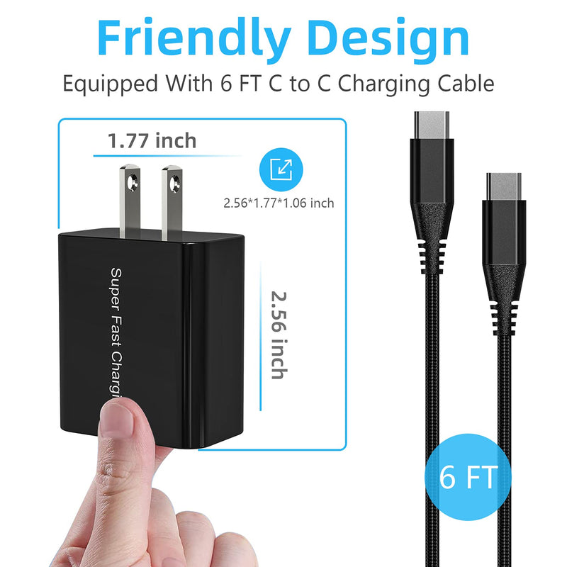 [Australia - AusPower] - 25W USB C Charger for Samsung Galaxy S21/S21 Plus/S21 Ultra FE/S20 S22/Note 10 20,A52 5G/,S10 A32 A42,A51 A21,Pixel 6 6 Pro 4A 5 XL,PD Super Fast Charging Block Wall Power Adapter +6FT C to C Cable 