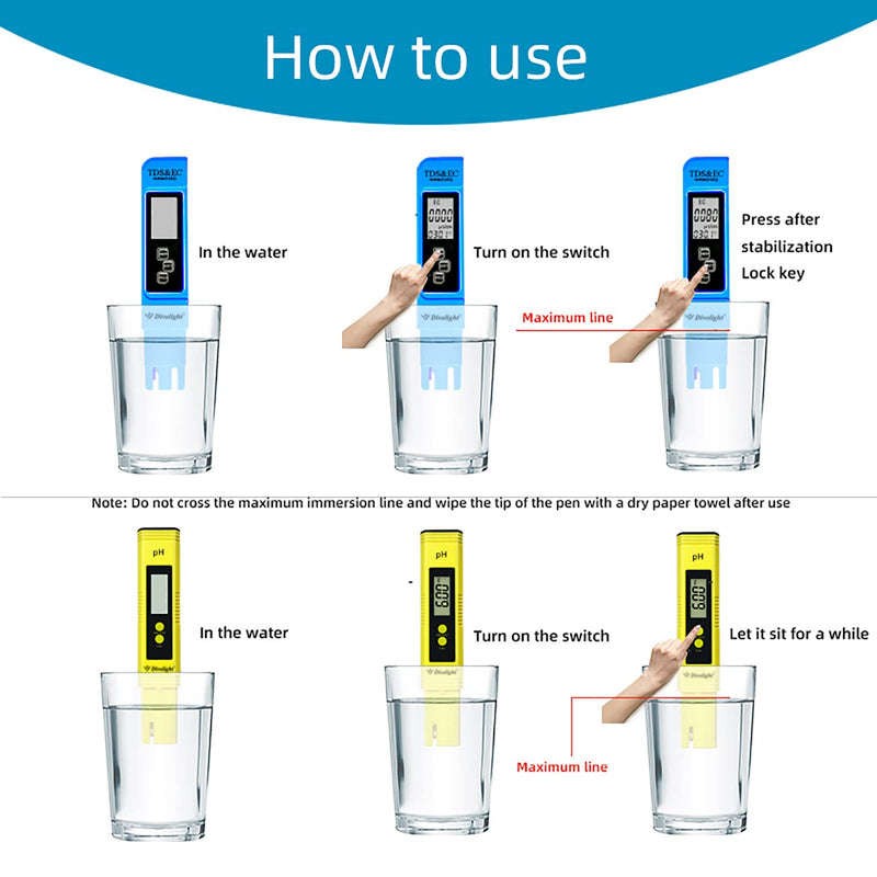 [Australia - AusPower] - Divolight [pH and TDS & EC Tester kit] pH Tester Digital Accuracy 0.01 Lab PH Meter Pen Type pH Meter and 3-in-1 TDS Meter, PPM pH Meter for Water, Practical Water Testing Kit pH and TDS Meter Combo pH and TDS & EC Tester kit 