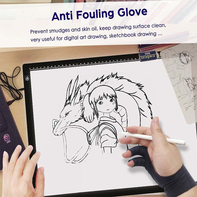 [Australia - AusPower] - Timebetter Artist Drawing Glove, Digital Art Glove for Tablet iPad, Palm Rejection, Two Open Finger, Fit Left Right Hand - L, Pack of 2 2 Finger, Tip Open 