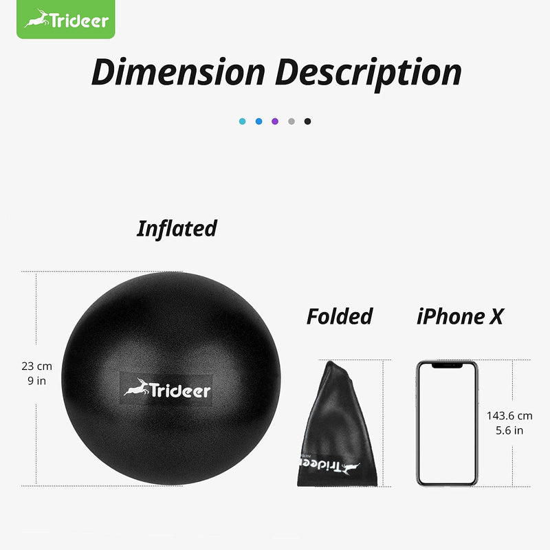 [Australia - AusPower] - Trideer Pilates Ball, Barre Ball, Mini Exercise Ball, 9 Inch Small Bender Ball, Pilates, Yoga, Core Training and Physical Therapy, Improves Balance (Home & Gym & Office) Black 
