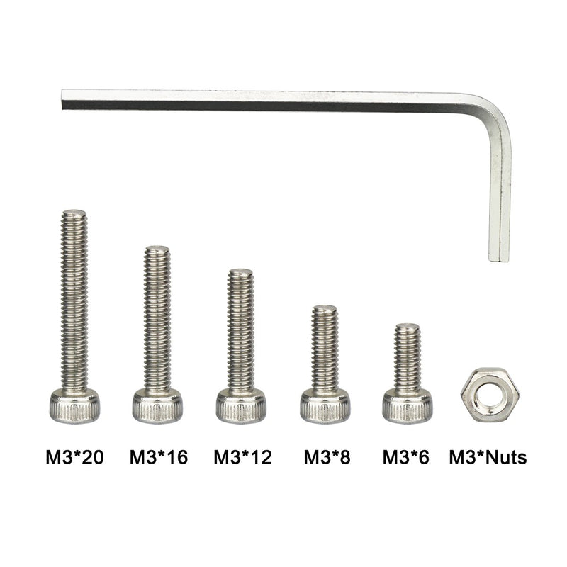 [Australia - AusPower] - M3 Stainless Steel Hex Socket Head Cap Screws Nuts Assortment Kit, Allen Wrench Drive, Precise Metric Bolts and Nuts Set with Beautiful Assortment Tool Box for 3D Printed Project, 310 Pcs (Silver) 1 