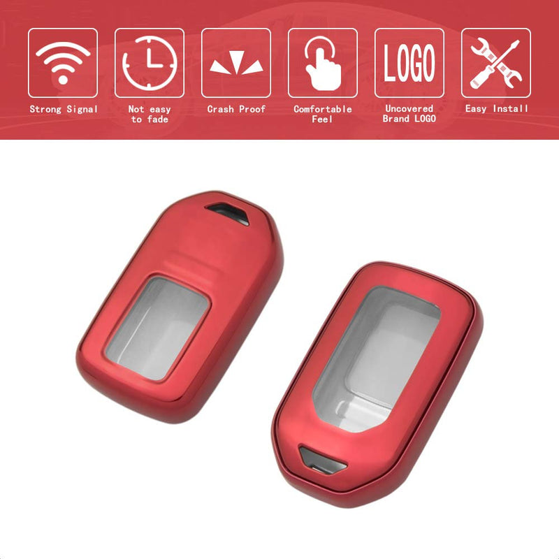 [Australia - AusPower] - TANGSEN Smart Key Fob Case Red TPU Cover Compatible with Honda Accord Hybrid Civic CROSSTOUR CR-V CR-Z FIT HR-V Odyssey EX-L Touring Pilot Elite Ridgeline 3 4 5 6 7 Button Keyless Entry Remote Universal Button 