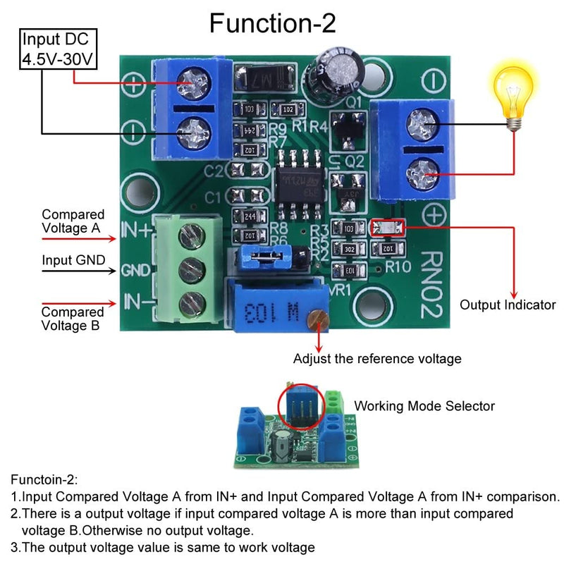 [Australia - AusPower] - DC 4.5V-30V Voltage Comparator Module, Overvoltage Undervoltage Overload Protection Module Dual Voltage Signal Comparison 3 Working Mode 