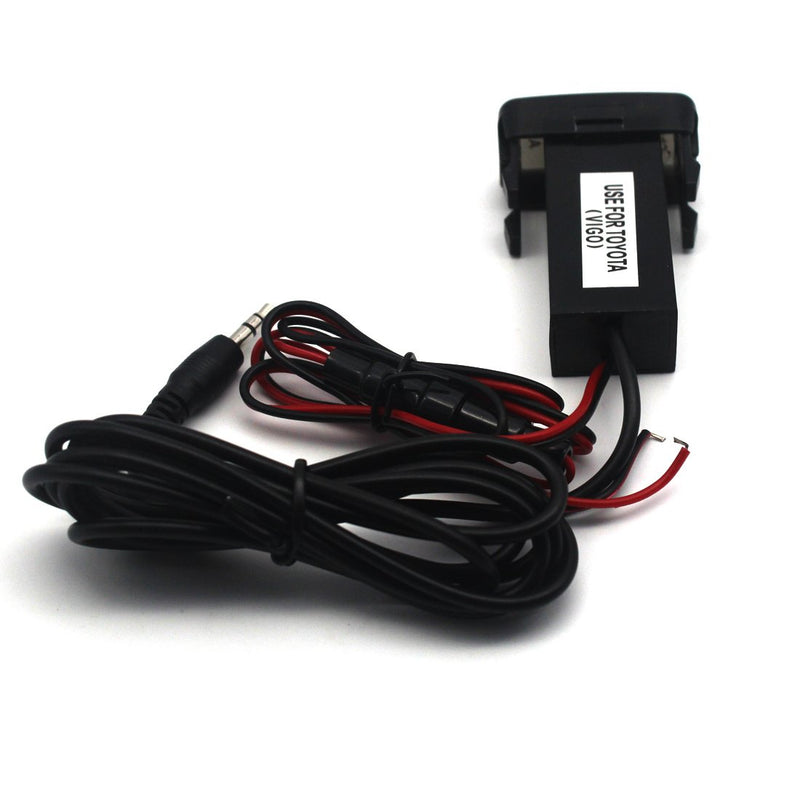 [Australia - AusPower] - MOTONG Car USB Socket Port with 3.5mm AUX Socket for Toyota VIGO - MOTONG Car USB Power Socket Port for iPhone X/8/7/6/5, iPad, Samsung,LG,Huawei and More(40 * 20mm) Black 